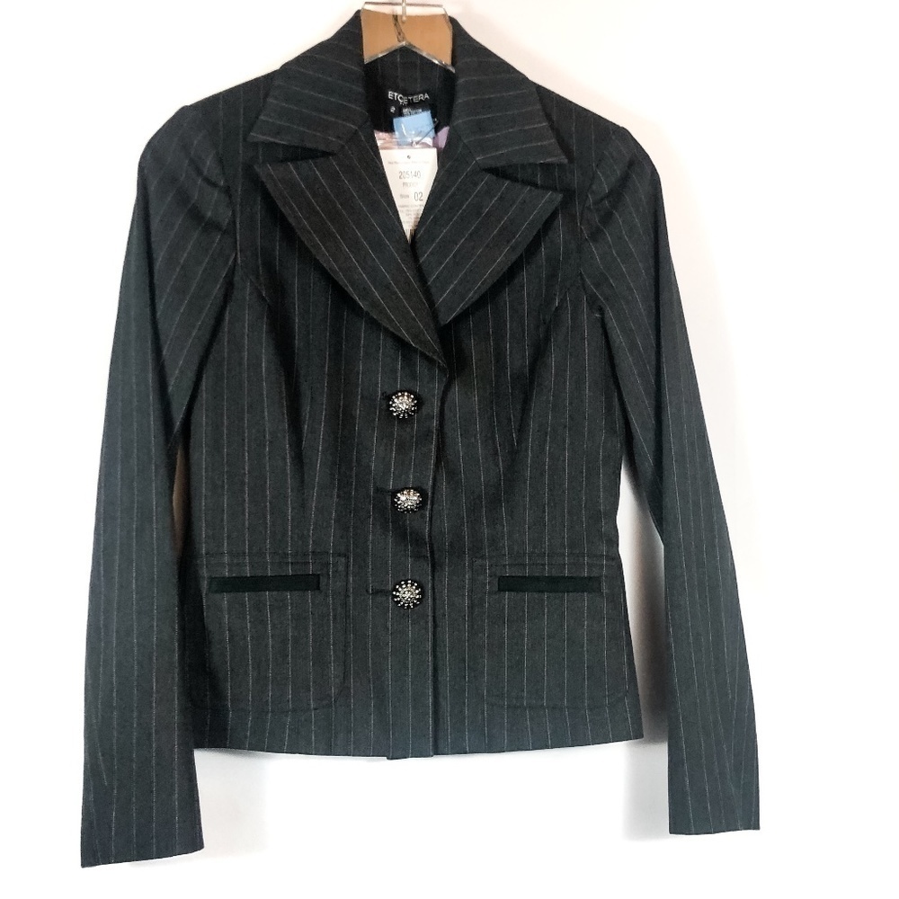 Etcetera‎ Gray Pinstripe Blazer